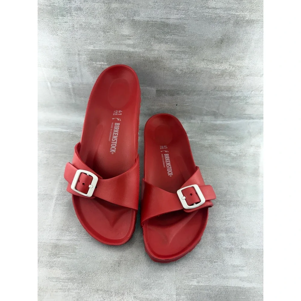 Birkenstock Madrid EVA Red Slide Sandals Waterproof White Buckle Men 8 Womens 10
